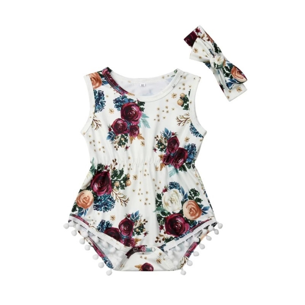 🔥Baby Girl Rose Romper Set